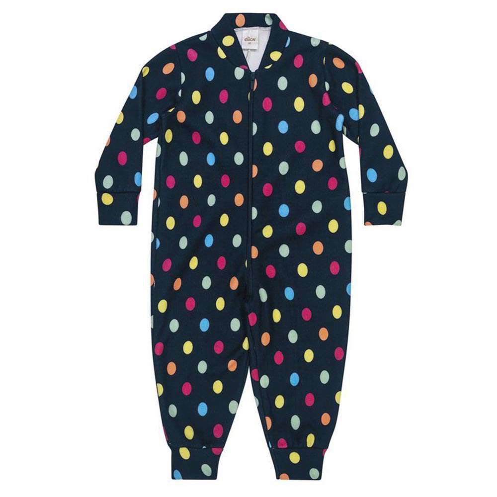 Macacão Pijama em Moletom Peluciado Bolinhas - Elian