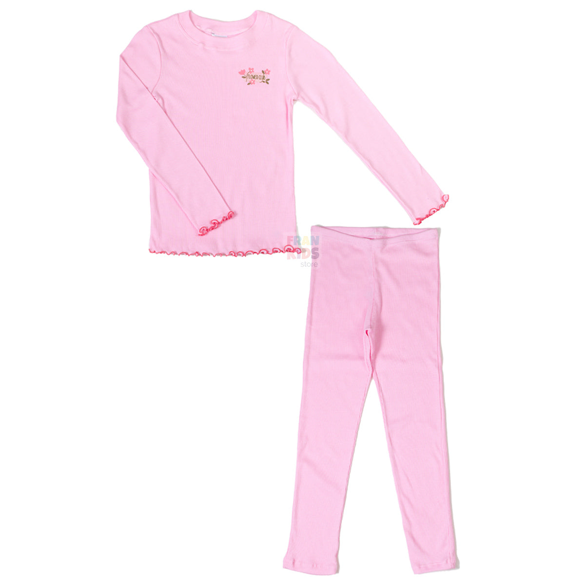 Pijama Infantil Menina em Ribana Canelada Flores - Have Fun