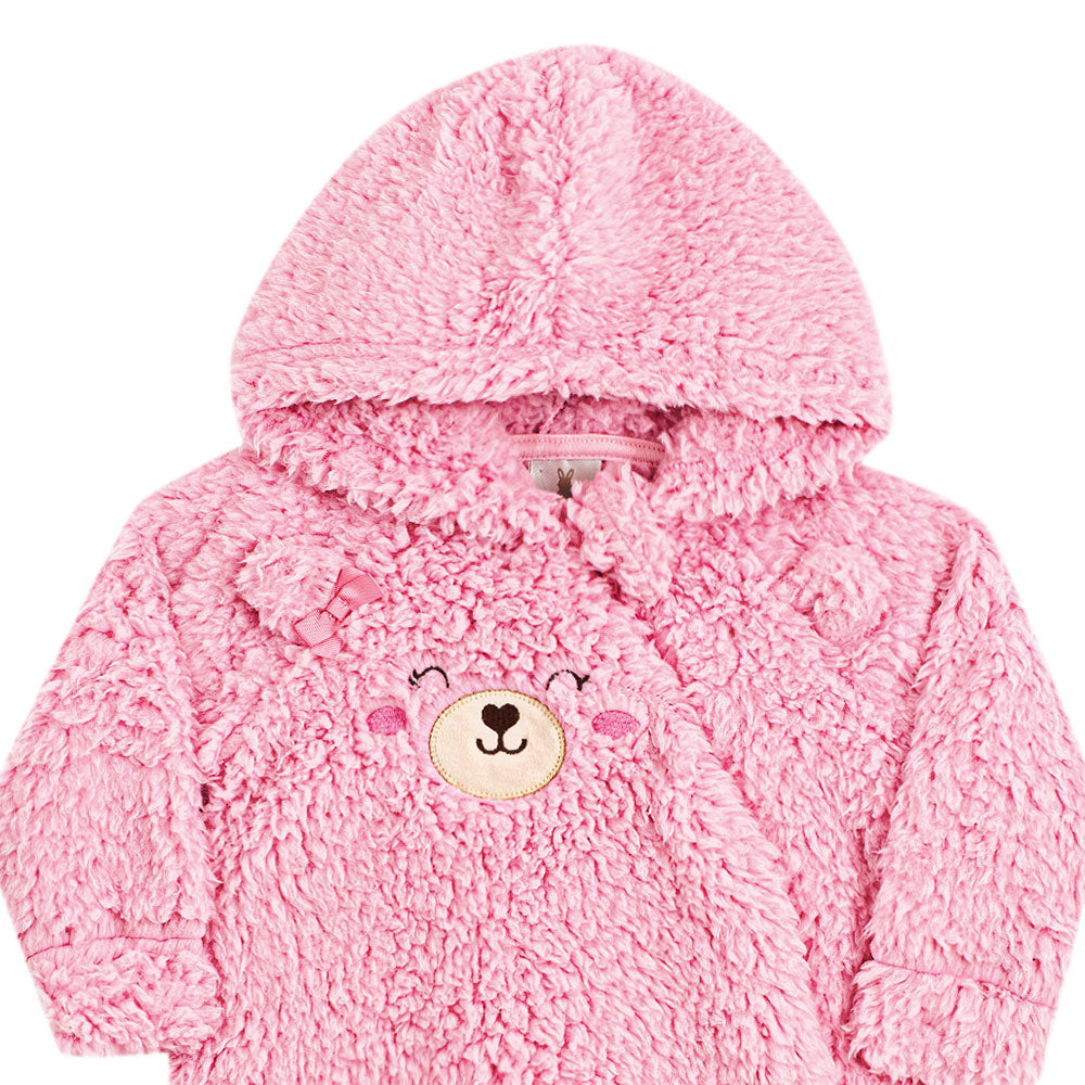 Macacão Bebê Menina Pelo Sherpa Com Zíper Urso - Kiko Baby