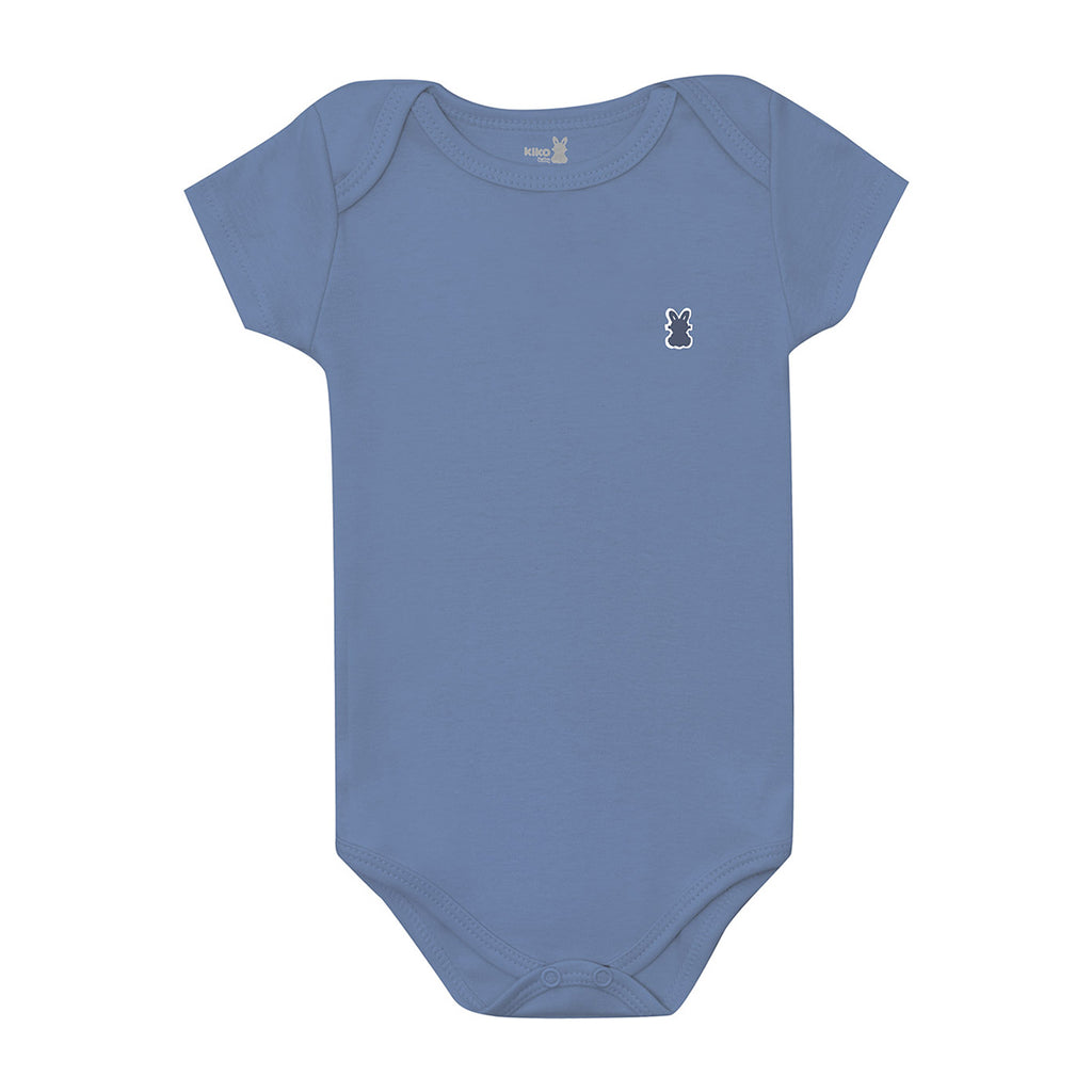 Body Manga Curta Bebê Unissex Liso em Suedine - Kiko Baby