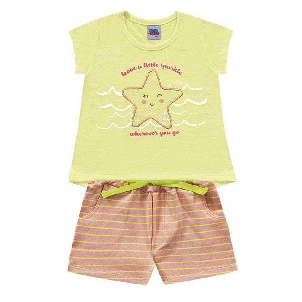 Conjunto Infantil Blusa Star e Short Molecotton - Kiko e Kika