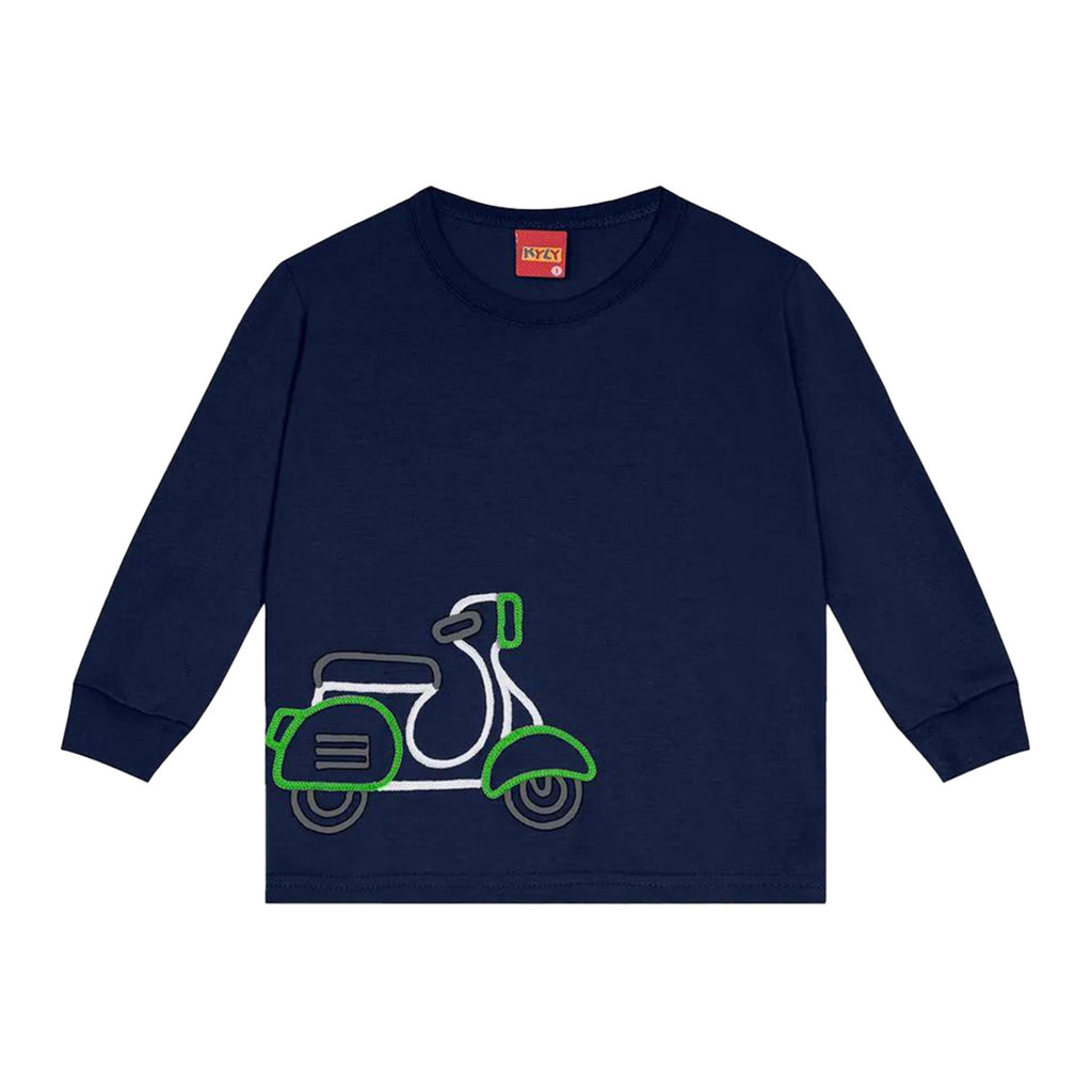 Camiseta Manga Longa Infantil Meia Malha Moto - Kyly