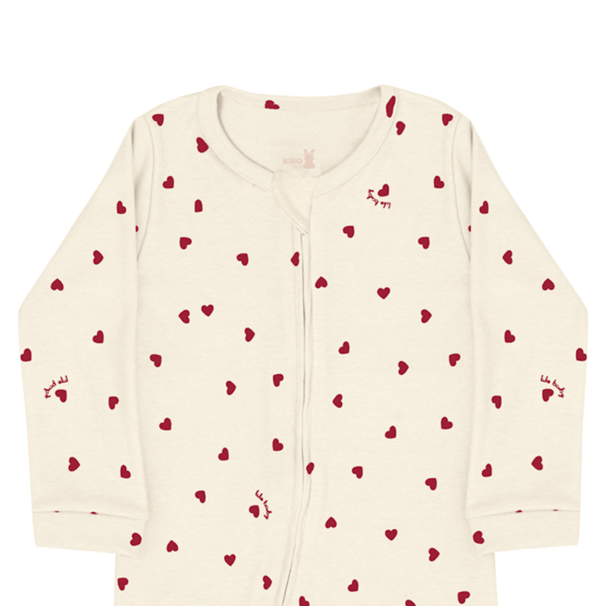 Macacão Bebê Menina em Suedine C/ Zíper Corações - Kiko Baby