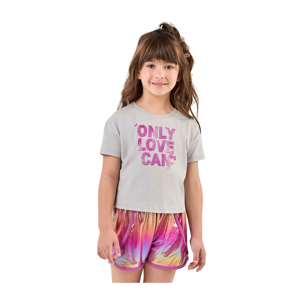 Conjunto Infantil Menina Com Short Holográfico - Elian