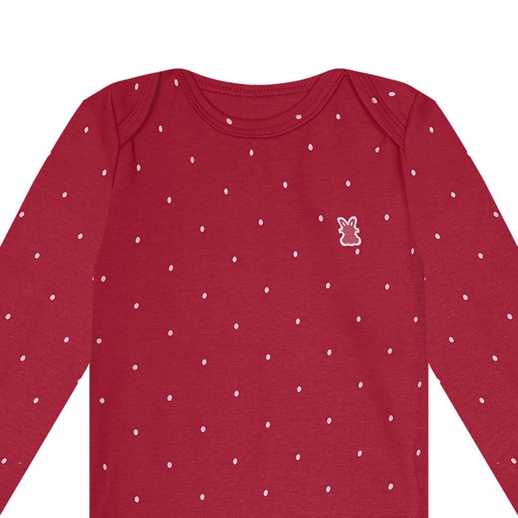 Body Manga Longa Bebê Menina Suedine Poá - Kiko Baby