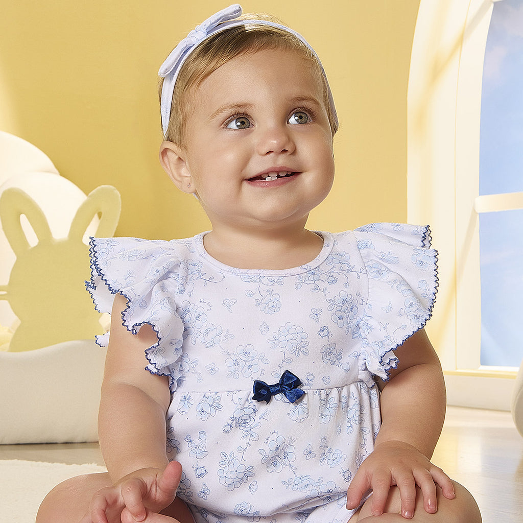 Macaquinho Bebê Menina em Suedine Flores - Kiko Baby