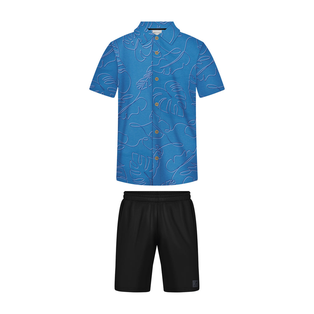 Conjunto Menino Camisa Tropical e Bermuda Moletom - Alakazoo