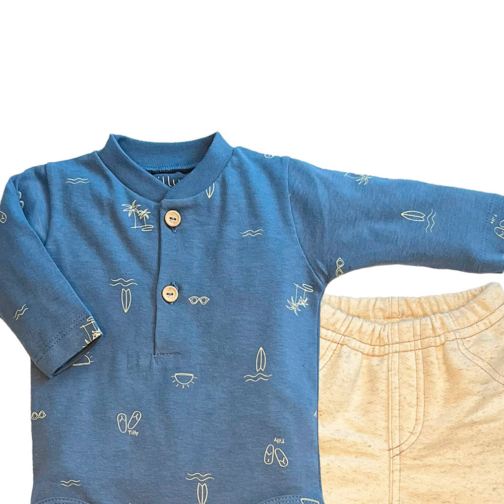 Conjunto Body e Calça Bebê Mini Print Tropical - Tilly Baby