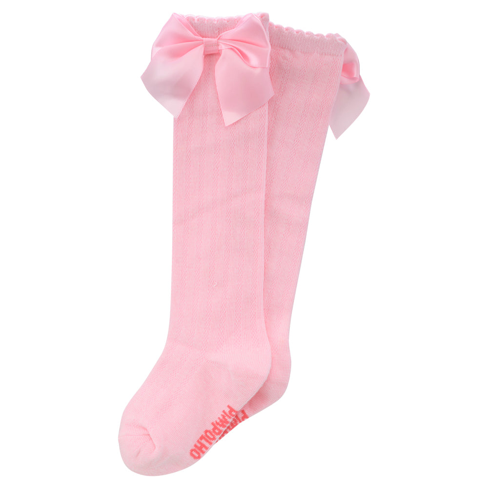 Meia 3/4 Lisa Com Laço Bebê Infantil - Pimpolho