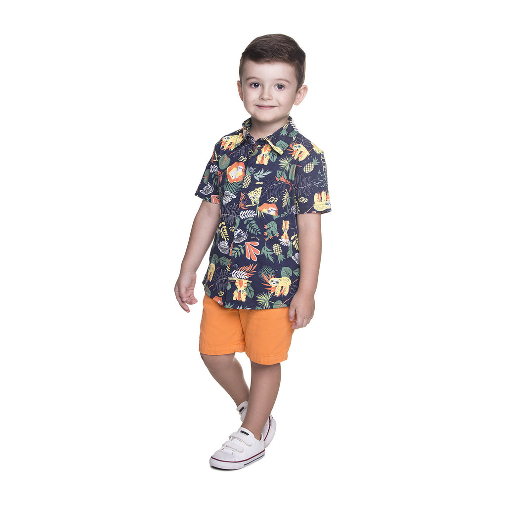 Conjunto Infantil Selva Camisa e Bermuda Sarja - Have Fun