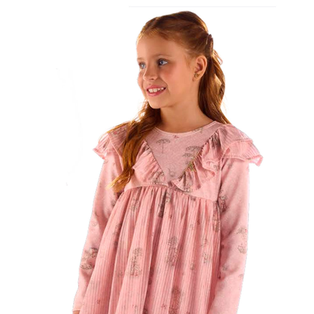 Vestido Infantil Manga Longa Folhagens - Kiki Xodó