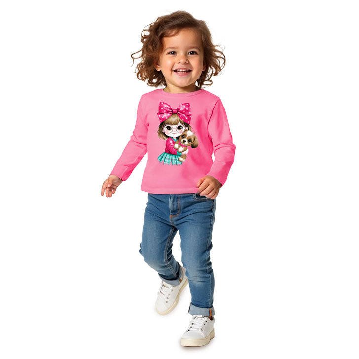 Blusa Infantil Manga Longa Menina e Cachorrinho - Kyly