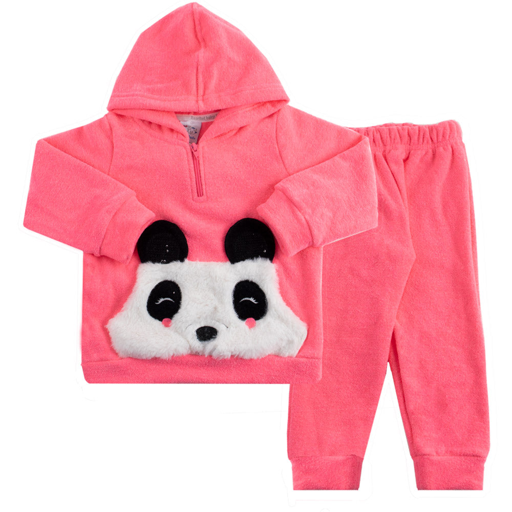 Conjunto Infantil Casaco e Calça em Soft Glacê Panda - Rosebud