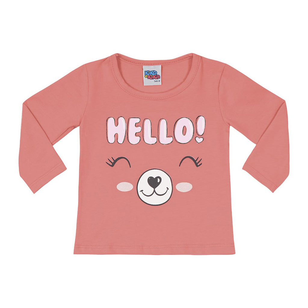 Blusa Manga Longa Bebê Menina Hello - Kiko e Kika