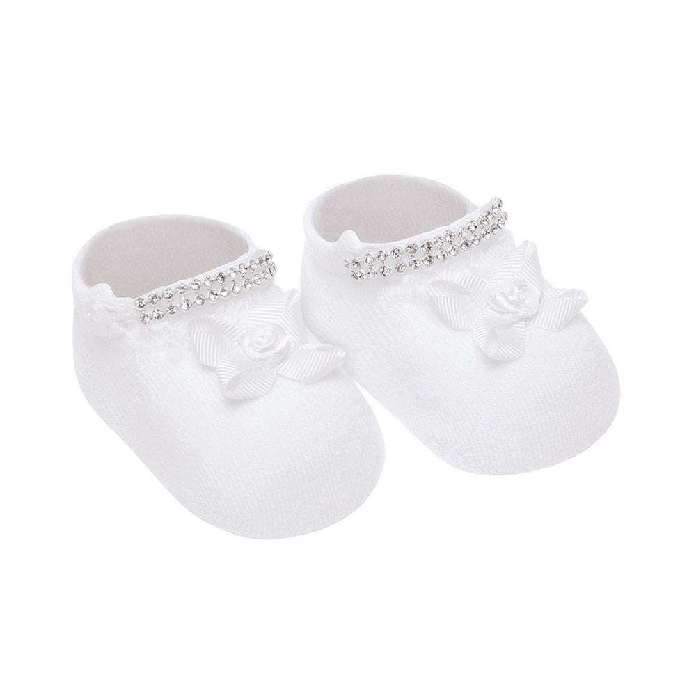 Meia Sapatinho Bebê Menina RN Aplique de Strass - Selene