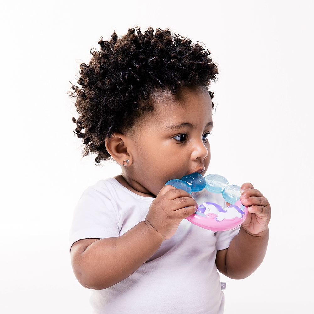 Mordedor Bebê Com Água Unicórnio - Buba