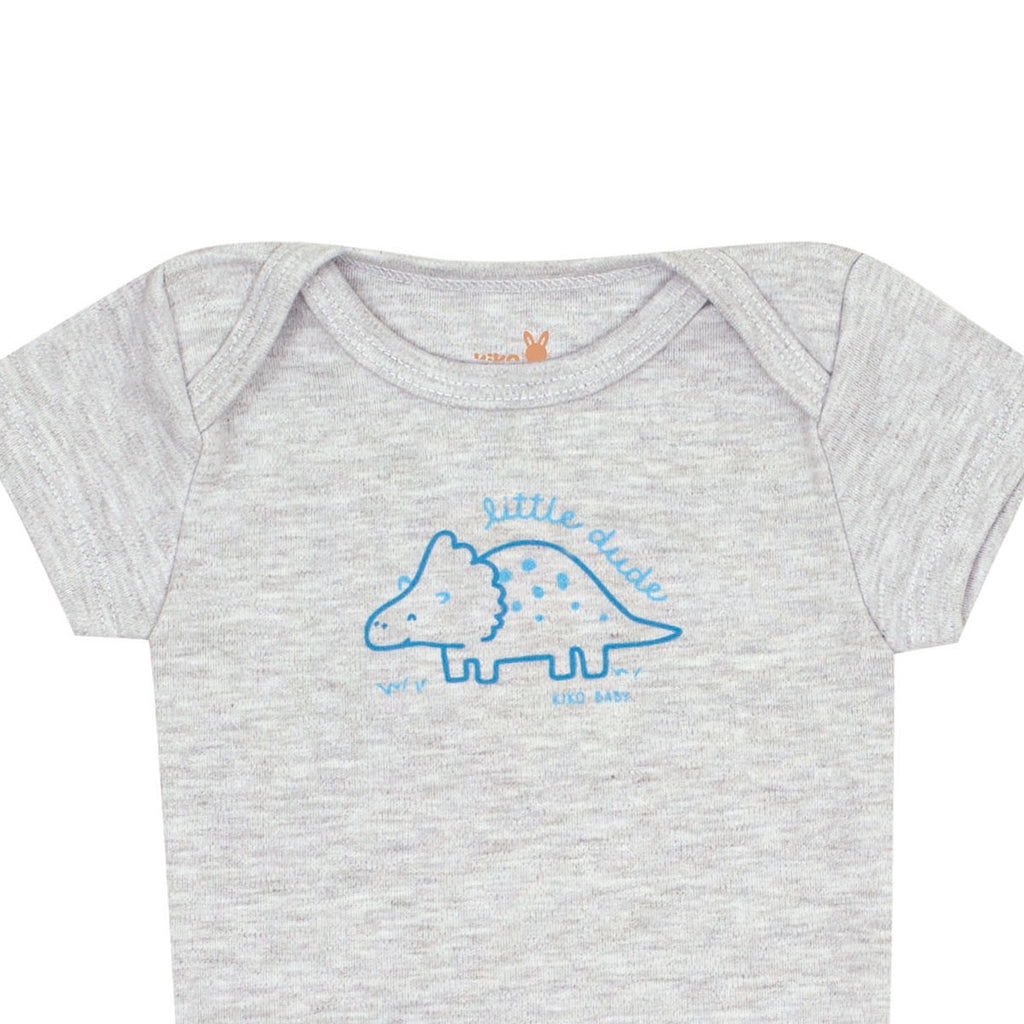 Body Manga Curta Bebê Menino Dino Little Dude - Kiko Baby
