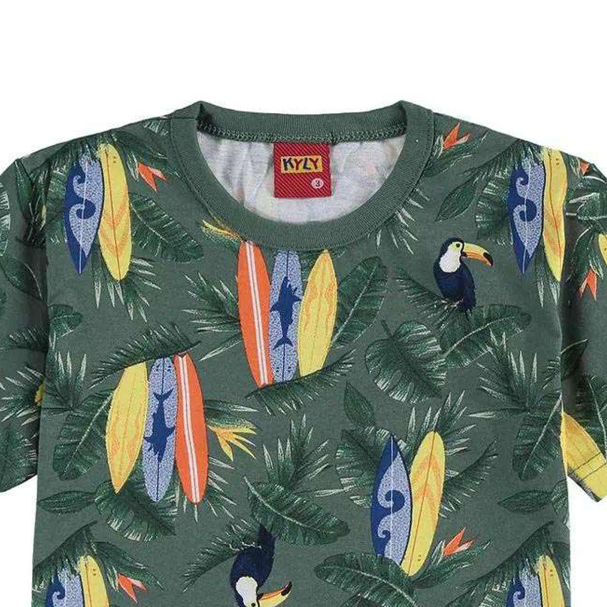 Camiseta Infantil Menino Verde Tucano Pranchas - Kyly