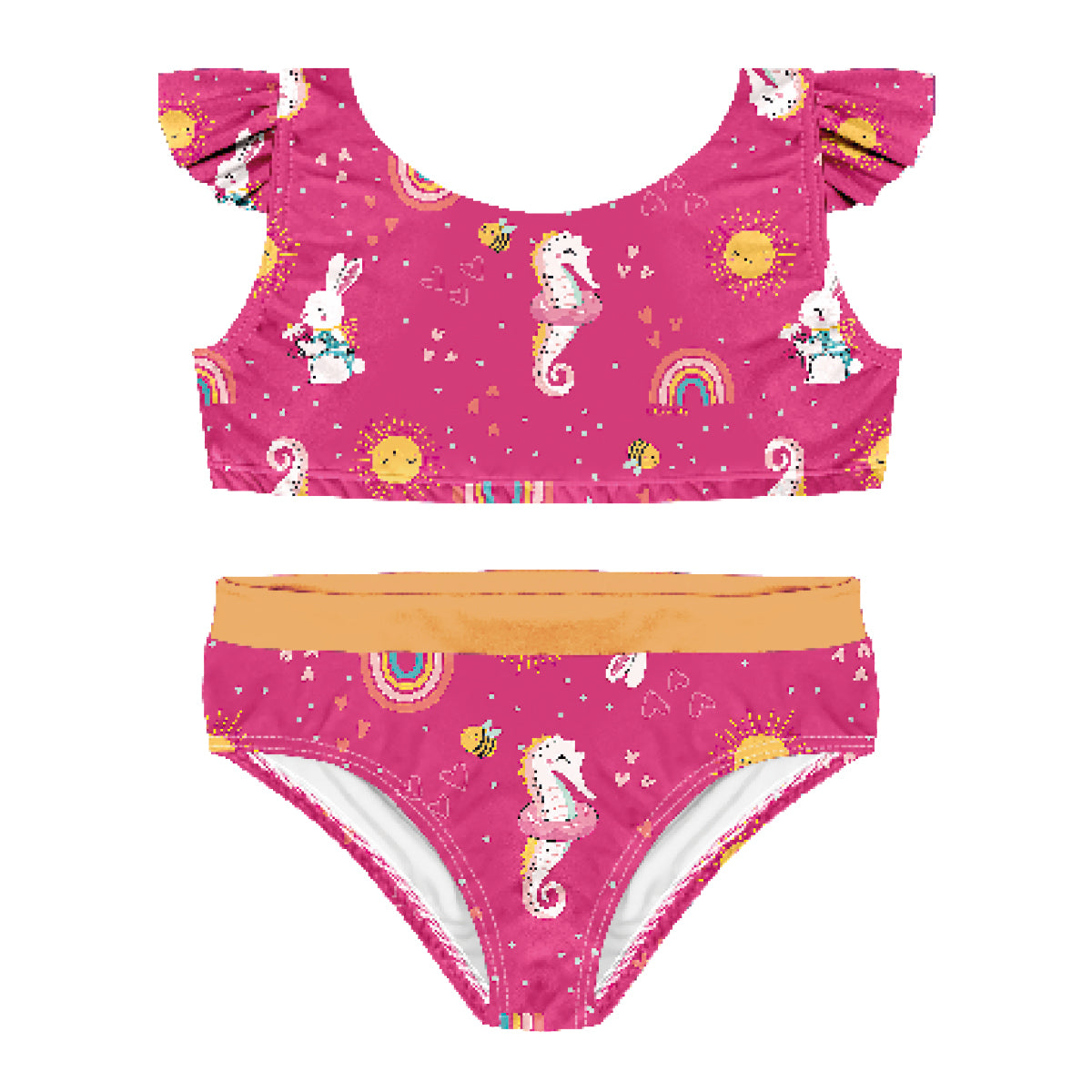 Conjunto Biquíni Infantil Proteção UV 50+ Pink - Kiko e Kika