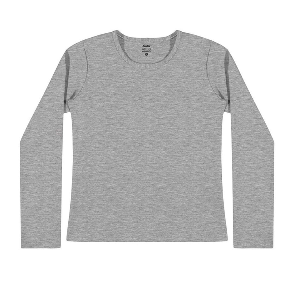 Blusa Básica Infantil Menina em Cotton Leve Cinza- Elian