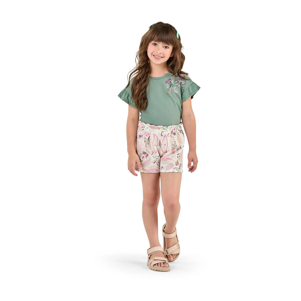Conjunto Infantil Menina Blusa e Short Paisley - Elian