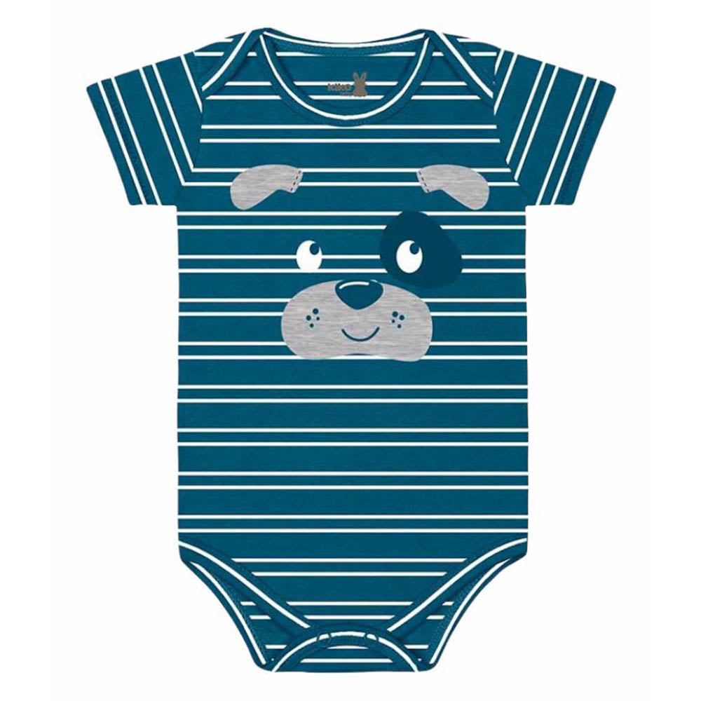 Body Manga Curta Suedine Cachorrinho Com Bordado - Kiko Baby