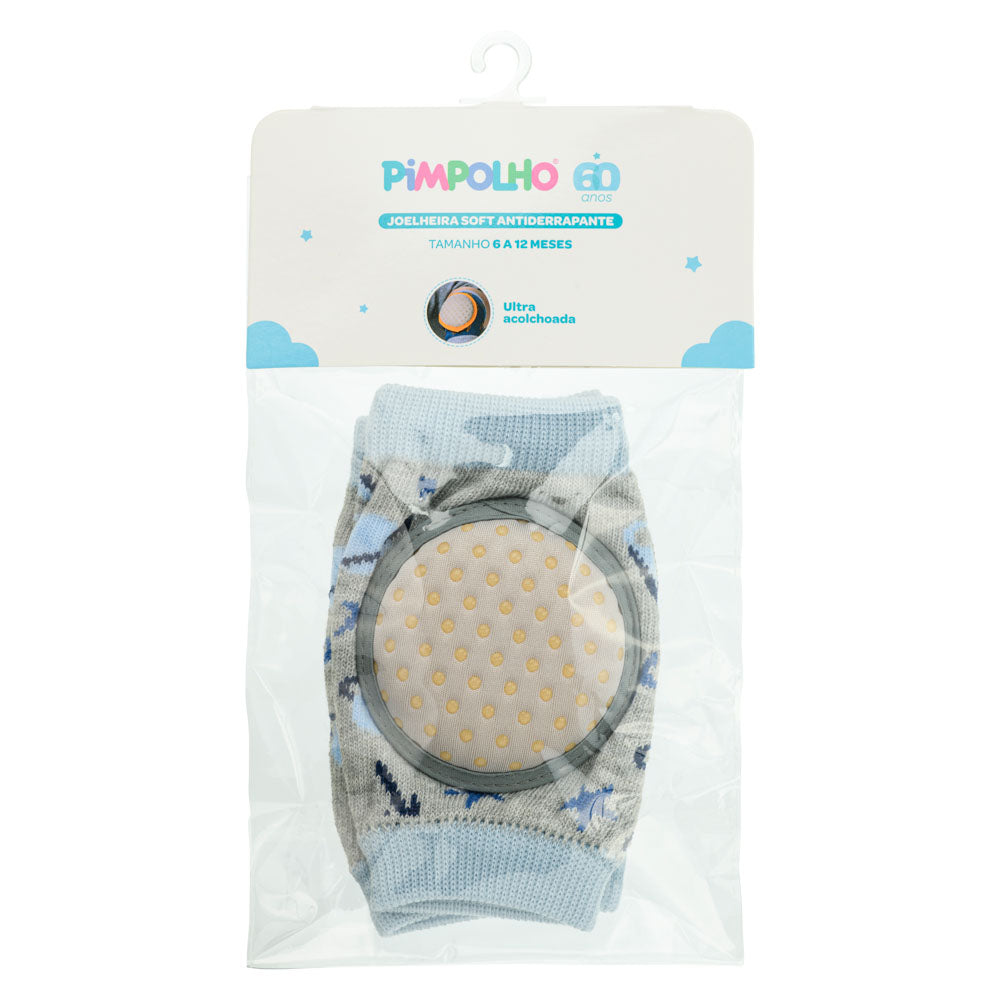 Joelheira Soft Menino Antiderrapante Cinza/Planeta - Pimpolho