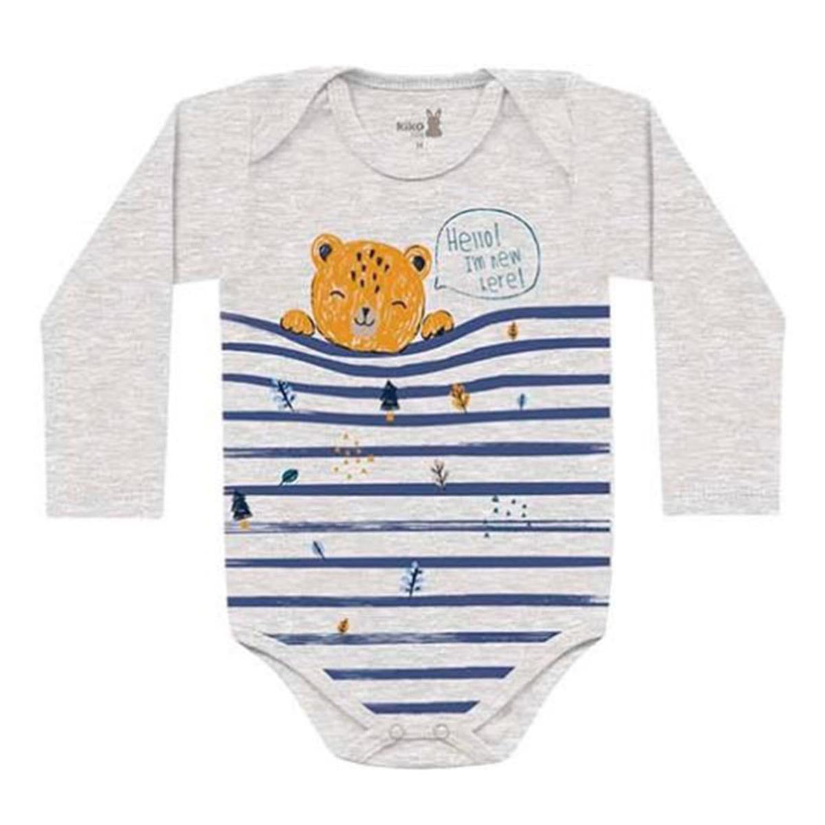 Body Manga Longa Bebê Menino Sou Novo Aqui - Kiko Baby