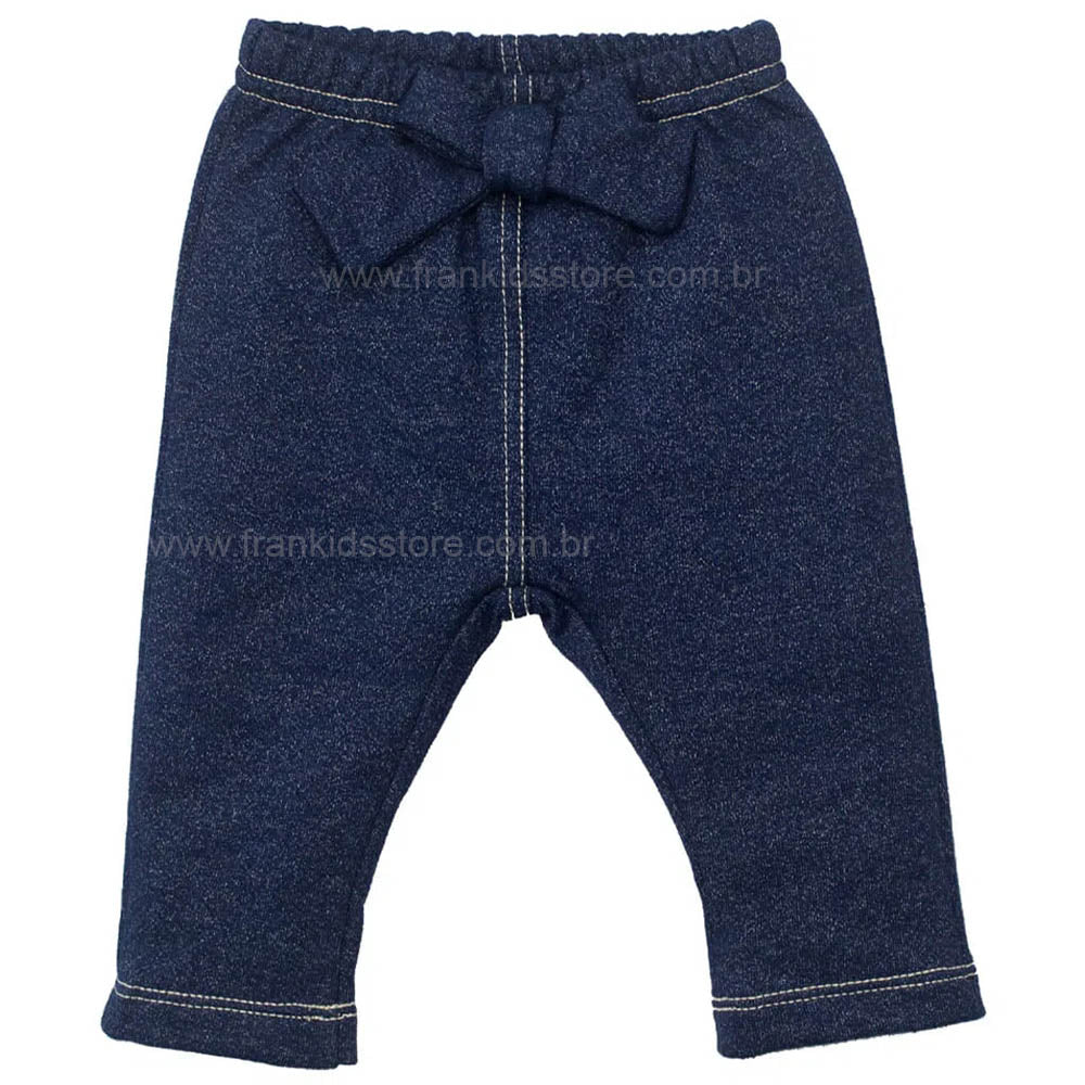 Calça Menina Moletinho Jeans Marinho - Tilly Baby