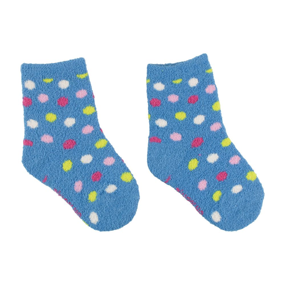 Meia Felpuda Bebê Menina 21-25 Azul Bolinhas - Pimpolho