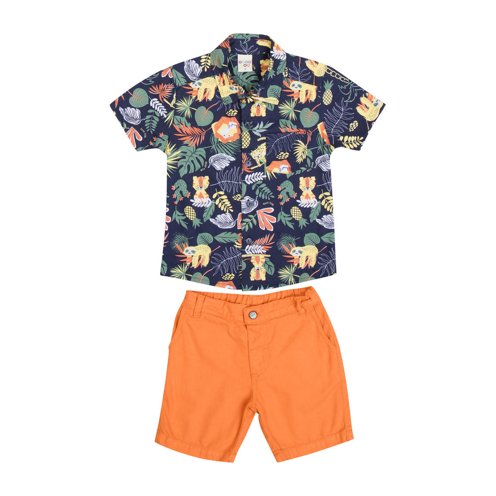 Conjunto Infantil Selva Camisa e Bermuda Sarja - Have Fun