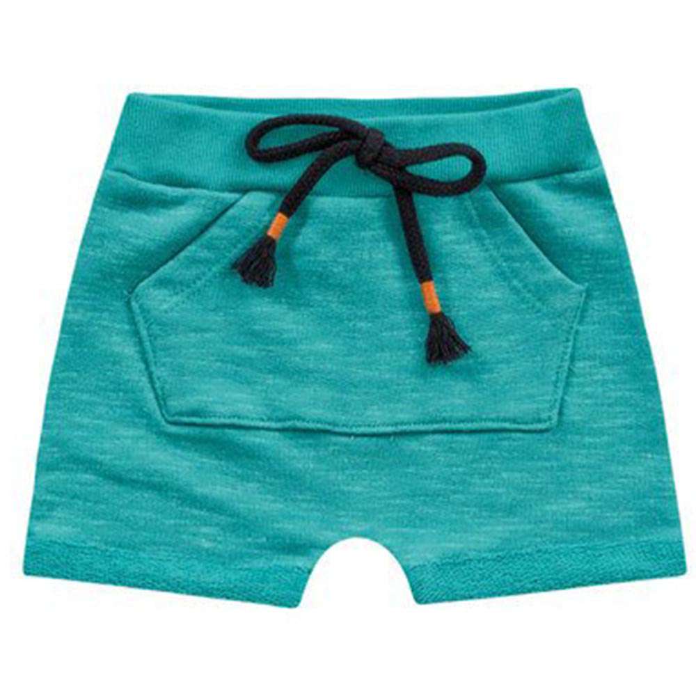 Bermuda Bebê Moletom Rajado Azul - Kiko e Kika