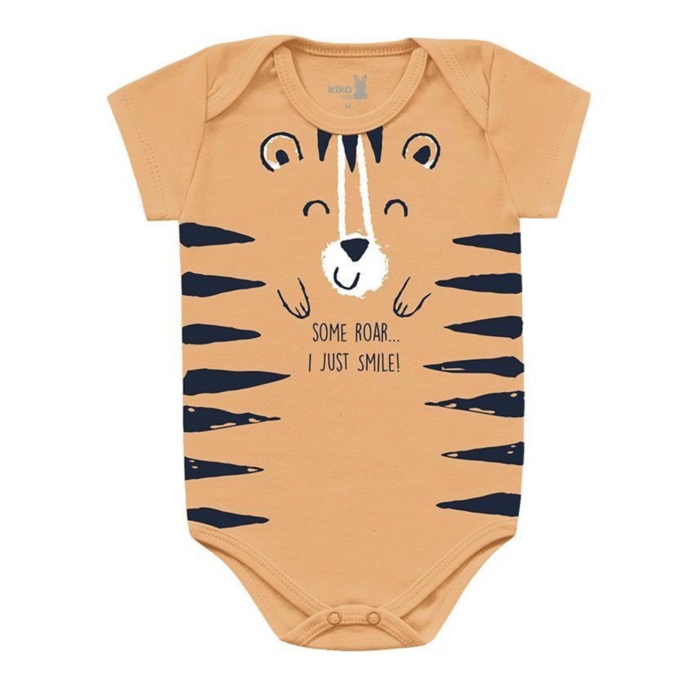 Body Manga Curta Tigre Laranja - Kiko Baby