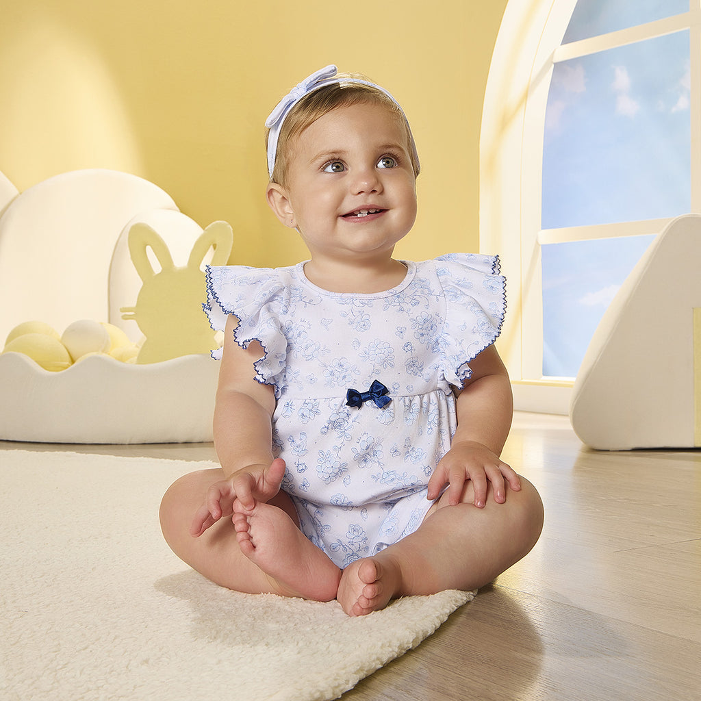 Macaquinho Bebê Menina em Suedine Flores - Kiko Baby