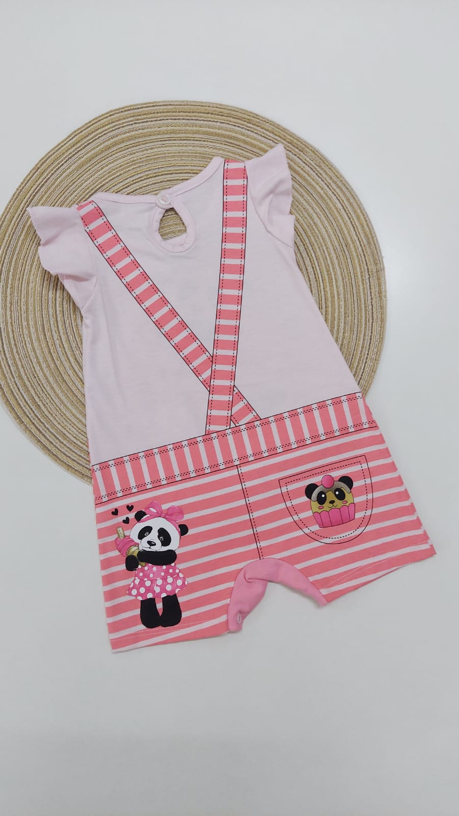 Macaquinho Panda Rosa Listras - Marlan