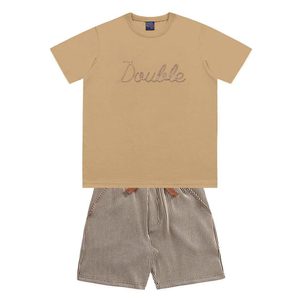 Conjunto Infantil Camiseta e Bermuda Moletinho - Kiko e Kika
