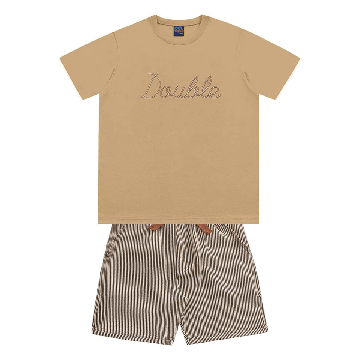 Conjunto Infantil Camiseta e Bermuda Moletinho - Kiko e Kika