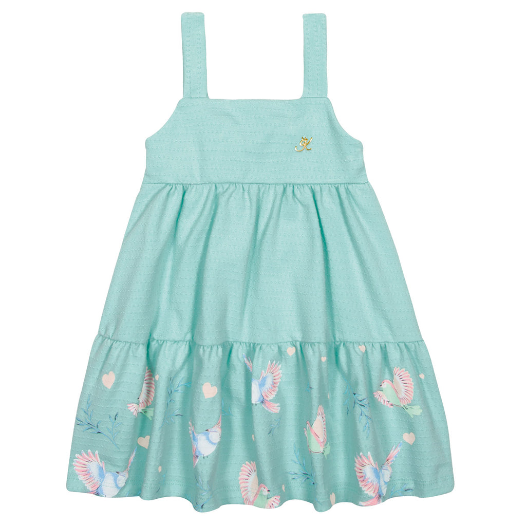 Vestido Infantil de Cotton Poá Pássaros - Kiko e Kika