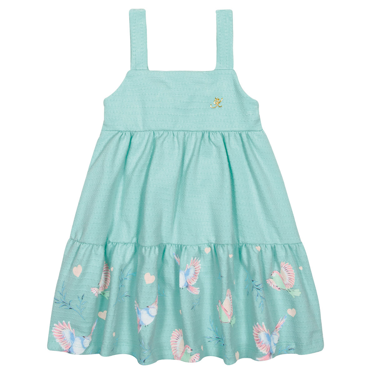 Vestido Infantil de Cotton Poá Pássaros - Kiko e Kika