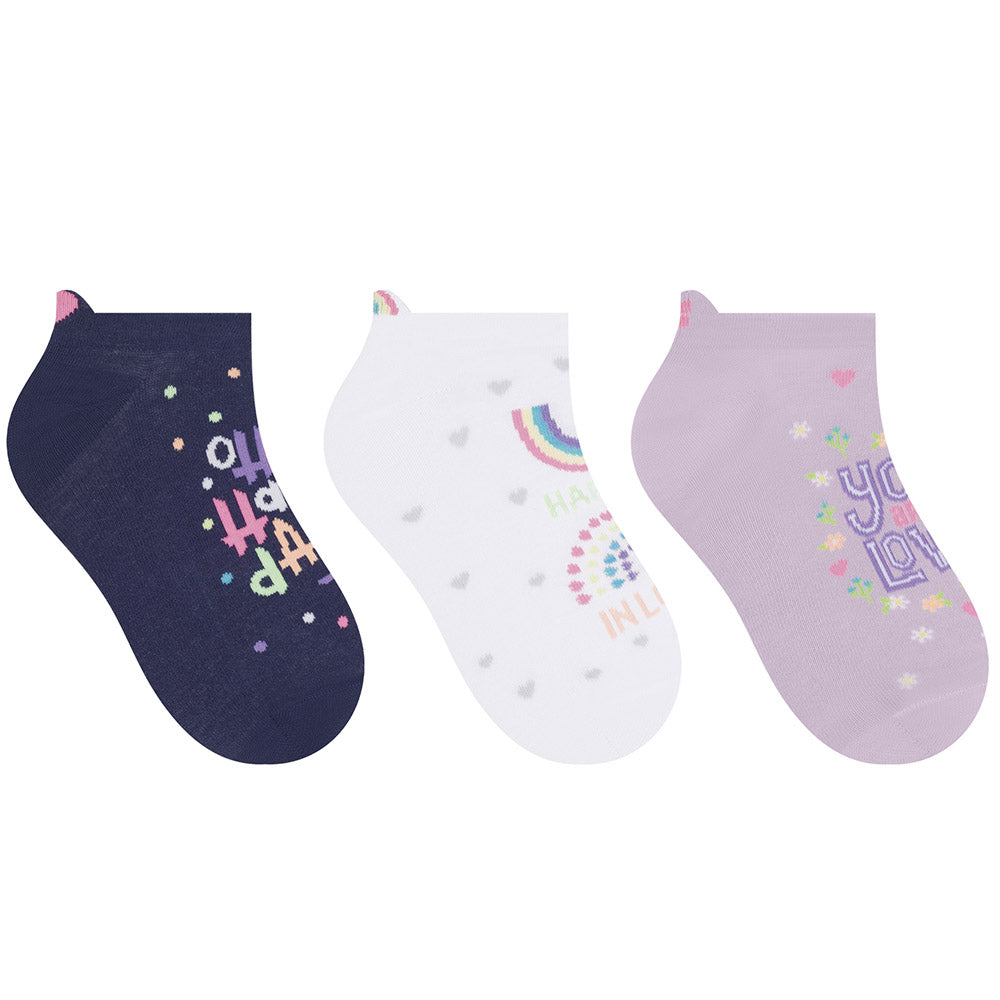 Kit 3 Pares Meia Cano Curto Feminina Adulto Love - Selene