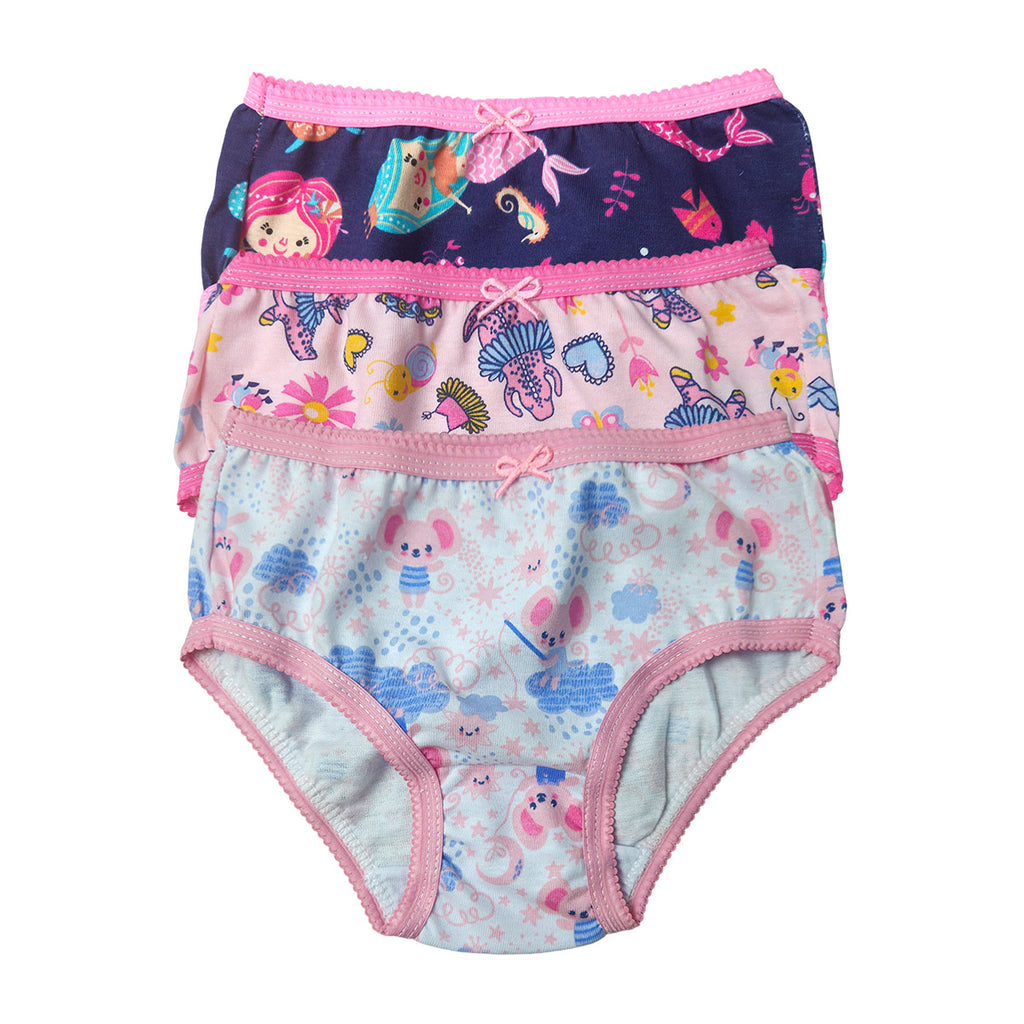 Kit C/3 Calcinhas em Algodão Estampas Sortidas - Tampinha