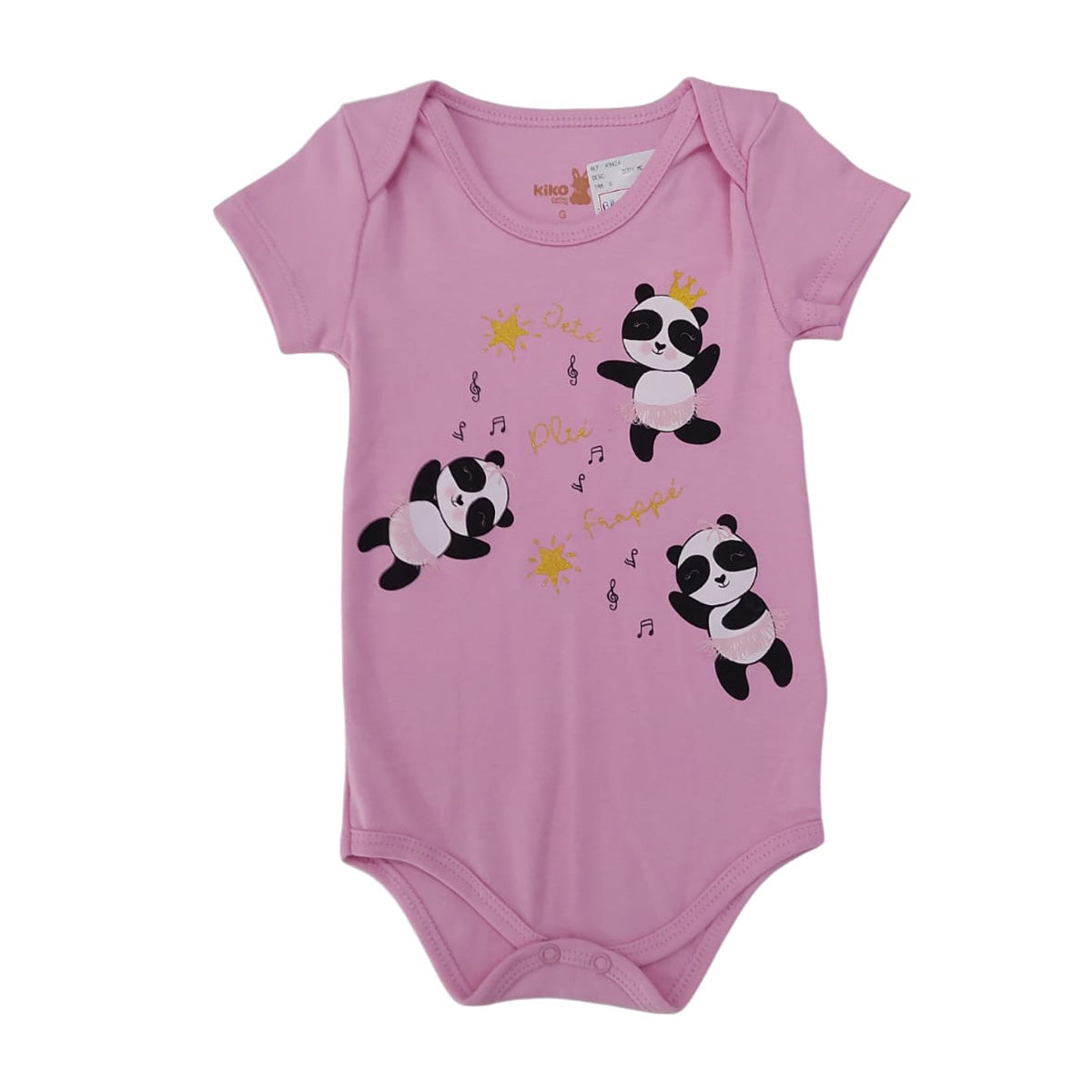 Body Manga Curta Bebê Menina Panda Bailarina - Kiko Baby