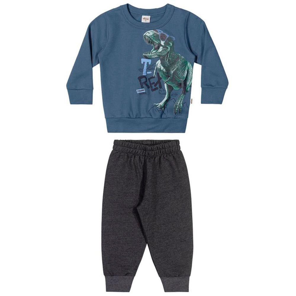 Conjunto com Blusão e Calça em Moletom Peluciado T-Rex - Elian
