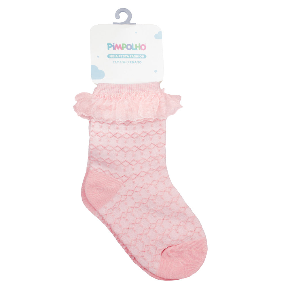 Meia Cano Médio Infantil Menina Festa Fashion - Pimpolho