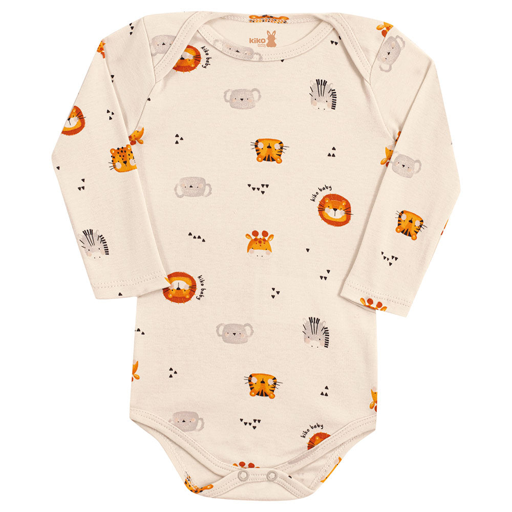 Body Manga Longa Bebê Menino Amigos do Safári - Kiko Baby