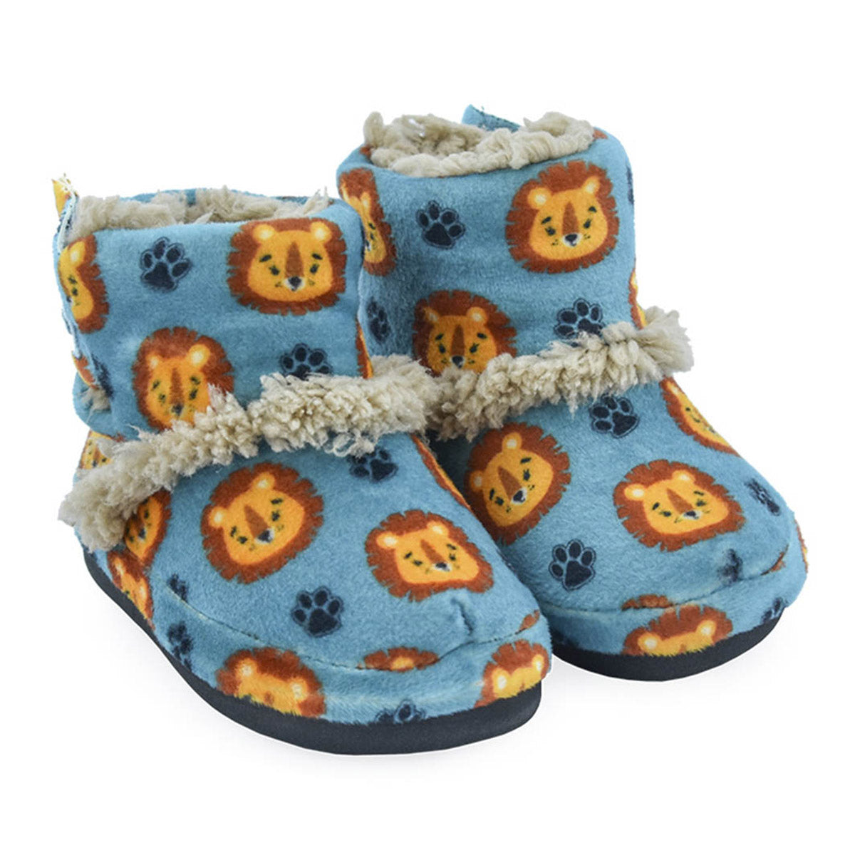 Pantufa Botinha Bebê Azul Leão Sola Emborrachada - Ferpa