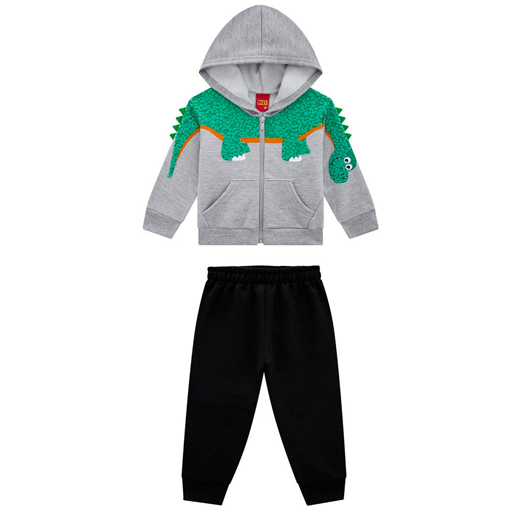 Conjunto Jaqueta Dino Moletom Peluciado e Calça - Kyly