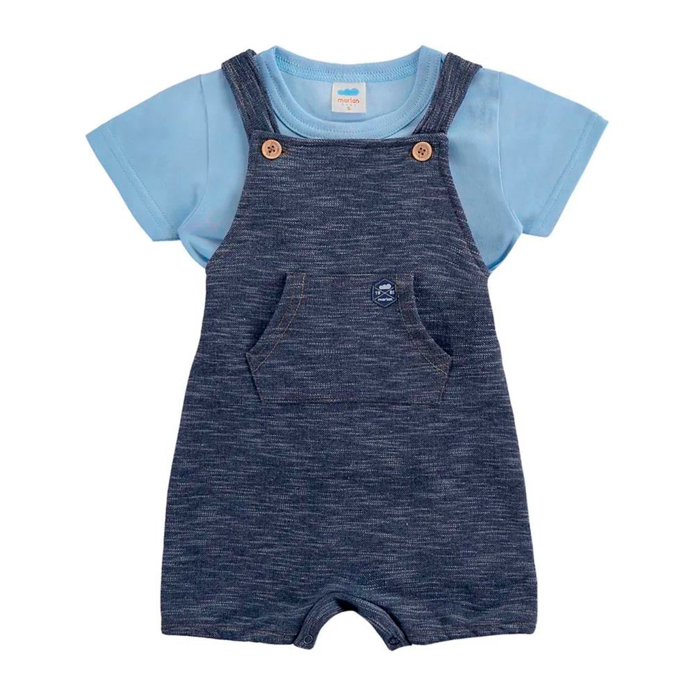 Conjunto Jardineira Moletom e Camiseta - Marlan