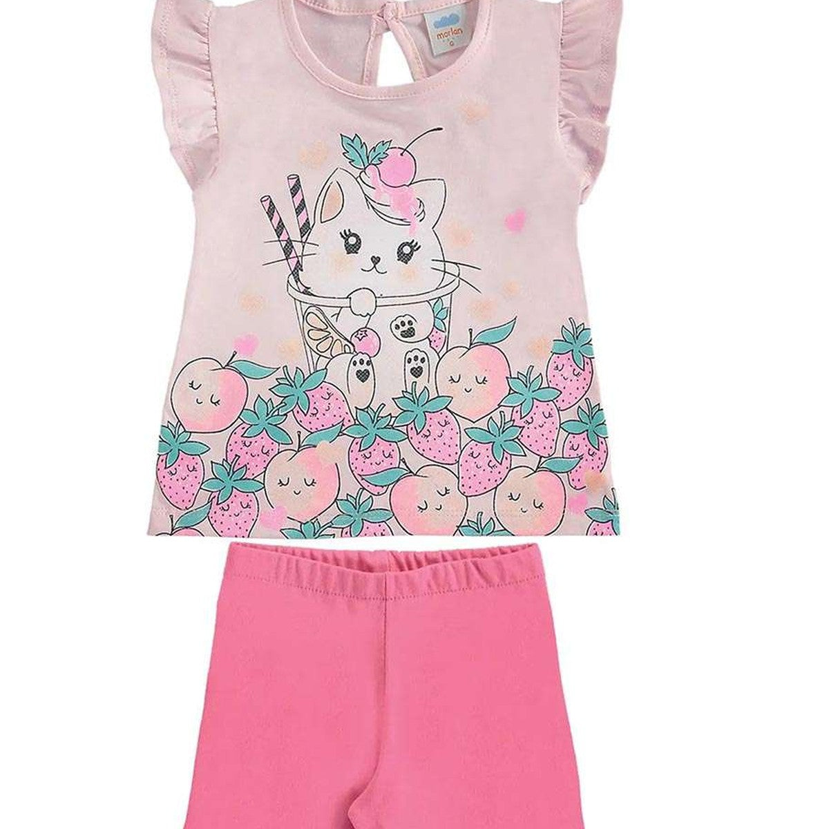 Conjunto Bebê Gatinho Estampado Rosa Soft - Marlan