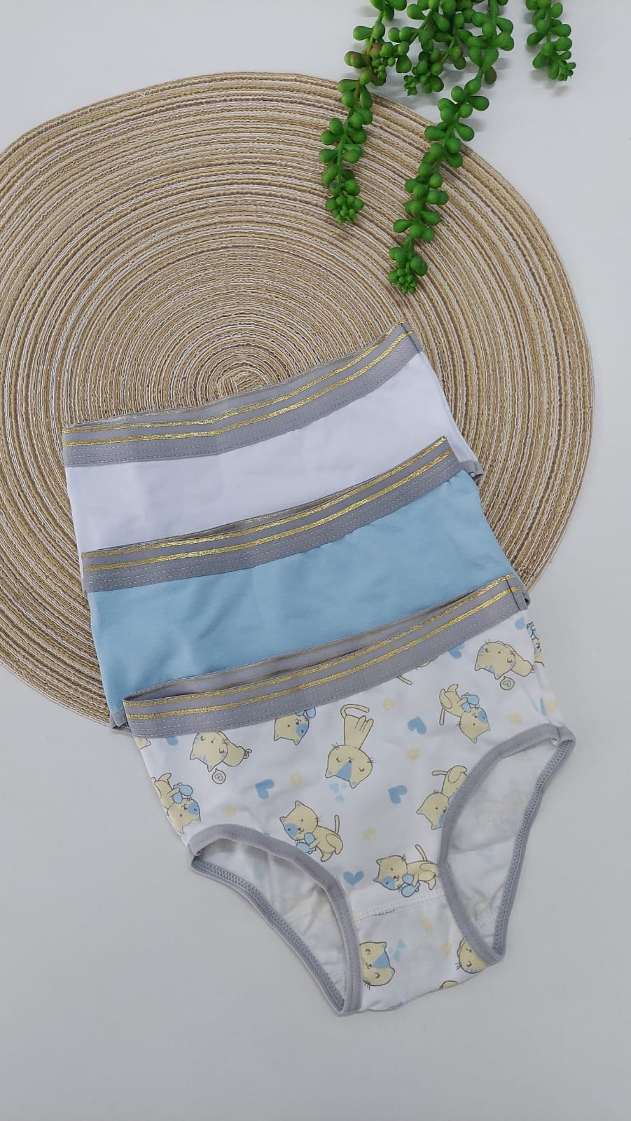 Kit Com 3 Calcinhas Infantil Lobinha Lurex - Lupo